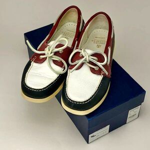 Brooks Brothers Boat Deck Shoes Womens Size 7.5 M US Loafers White Blue Red